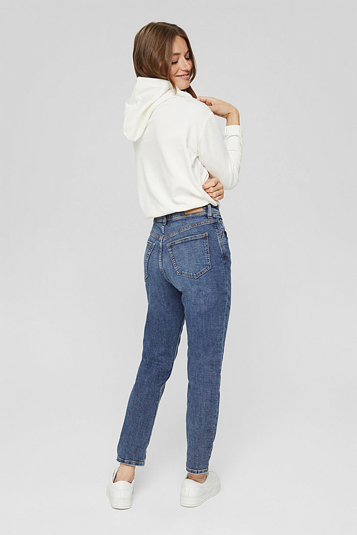 Jeans cropped in misto cotone, BLUE MEDIUM WASHED, detail image number 3