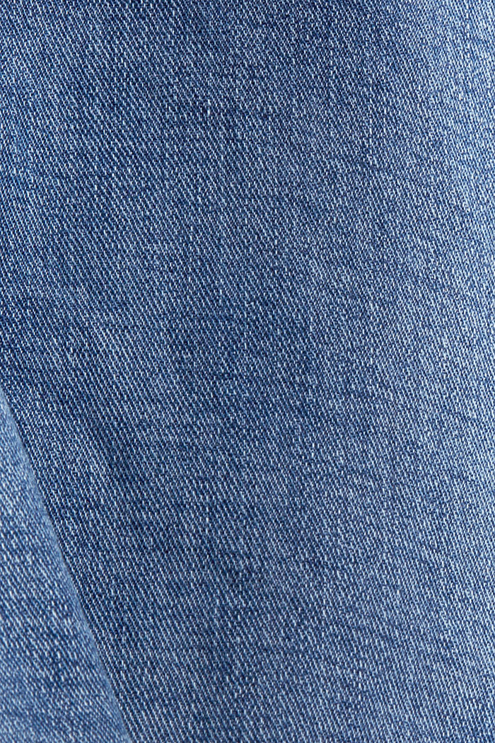 Cropped cotton blend jeans, BLUE MEDIUM WASHED, detail image number 4