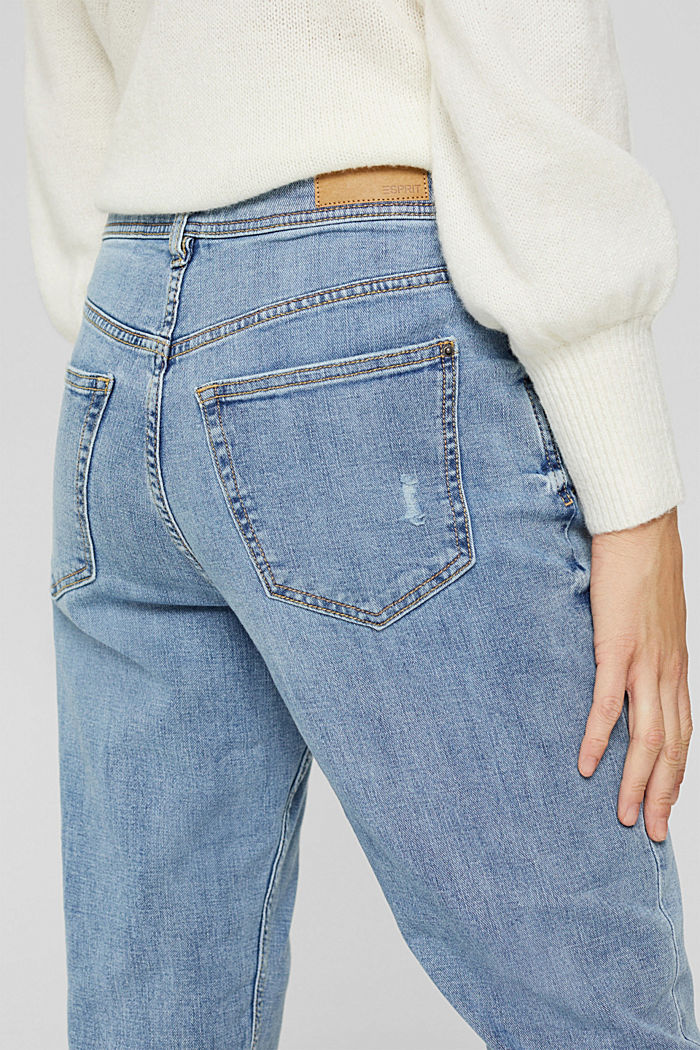 Jeans cropped in misto cotone, BLUE LIGHT WASHED, detail image number 5