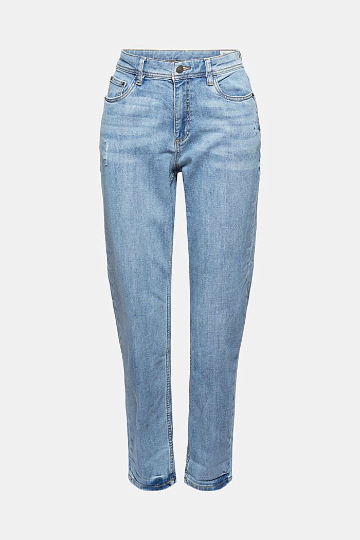 Jeans cropped in misto cotone, BLUE LIGHT WASHED, overview