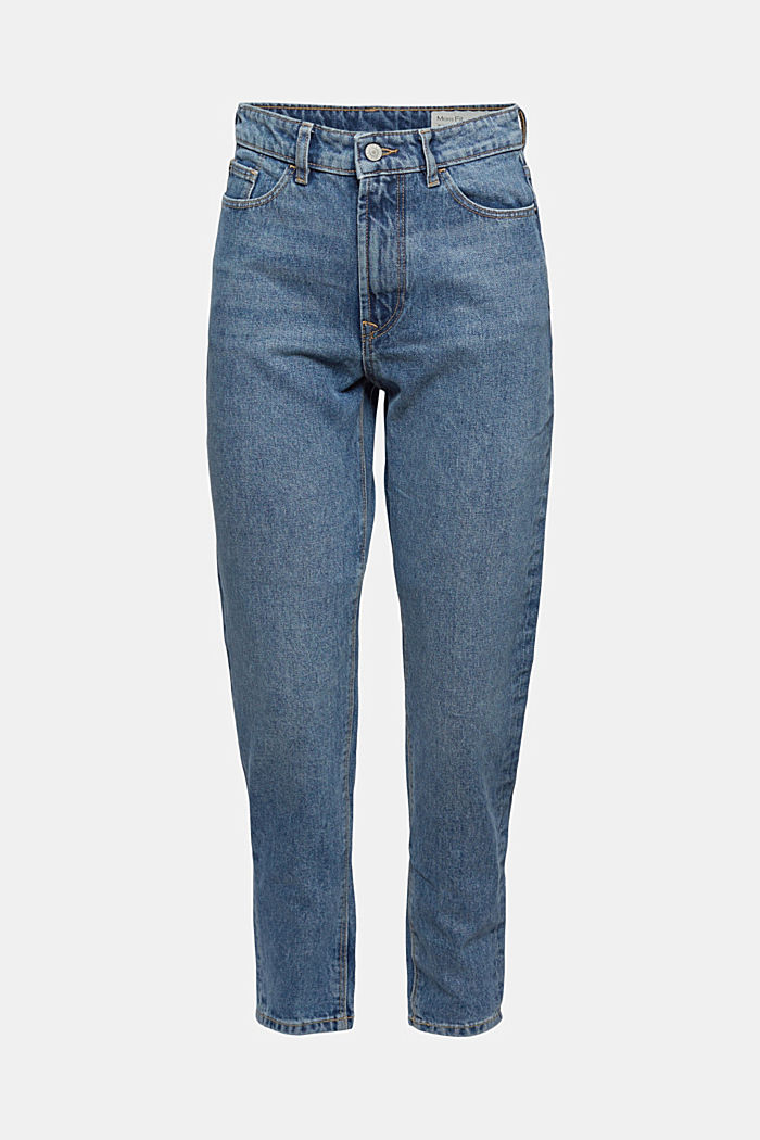 Kortare jeans med hög midja, 100% ekobomull