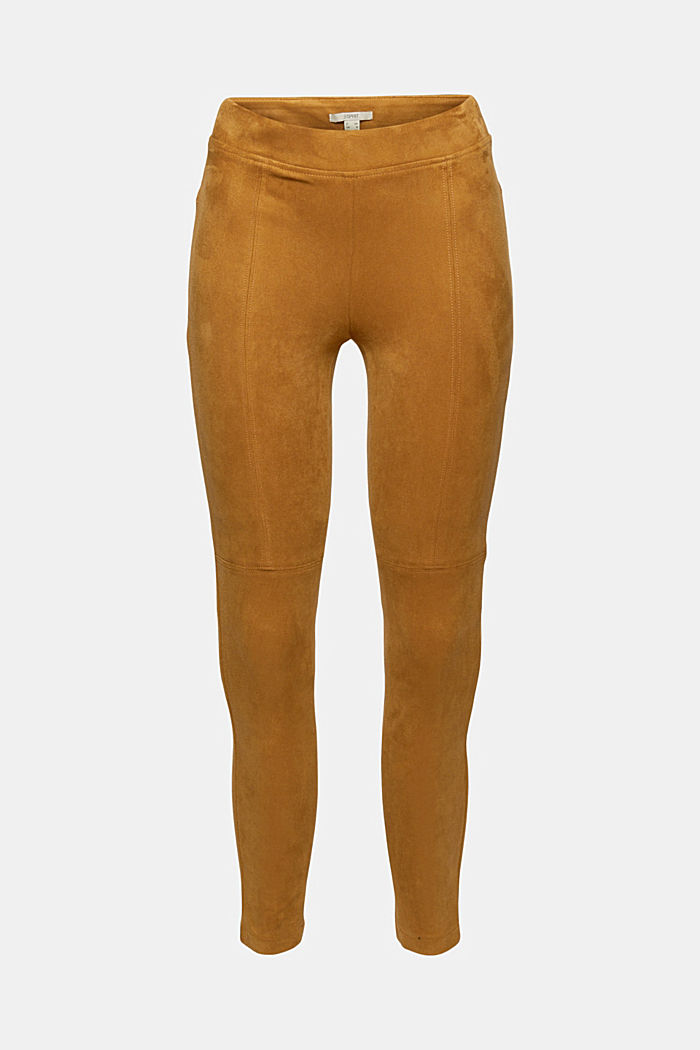 Faux suede treggings, CAMEL, overview
