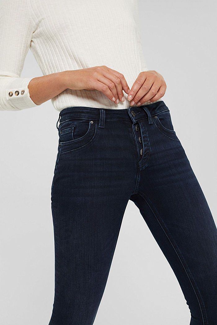 Button-fly jeans with a cashmere texture, BLUE BLACK, detail image number 2