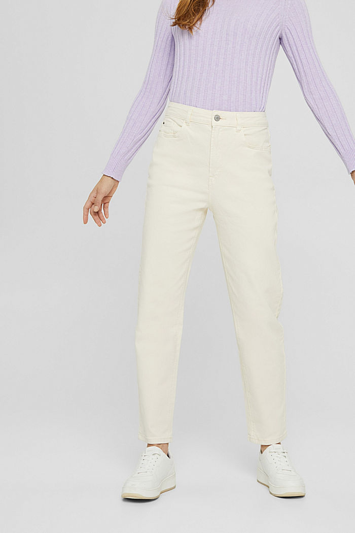 Mom fit trousers in organic cotton, OFF WHITE, detail image number 0
