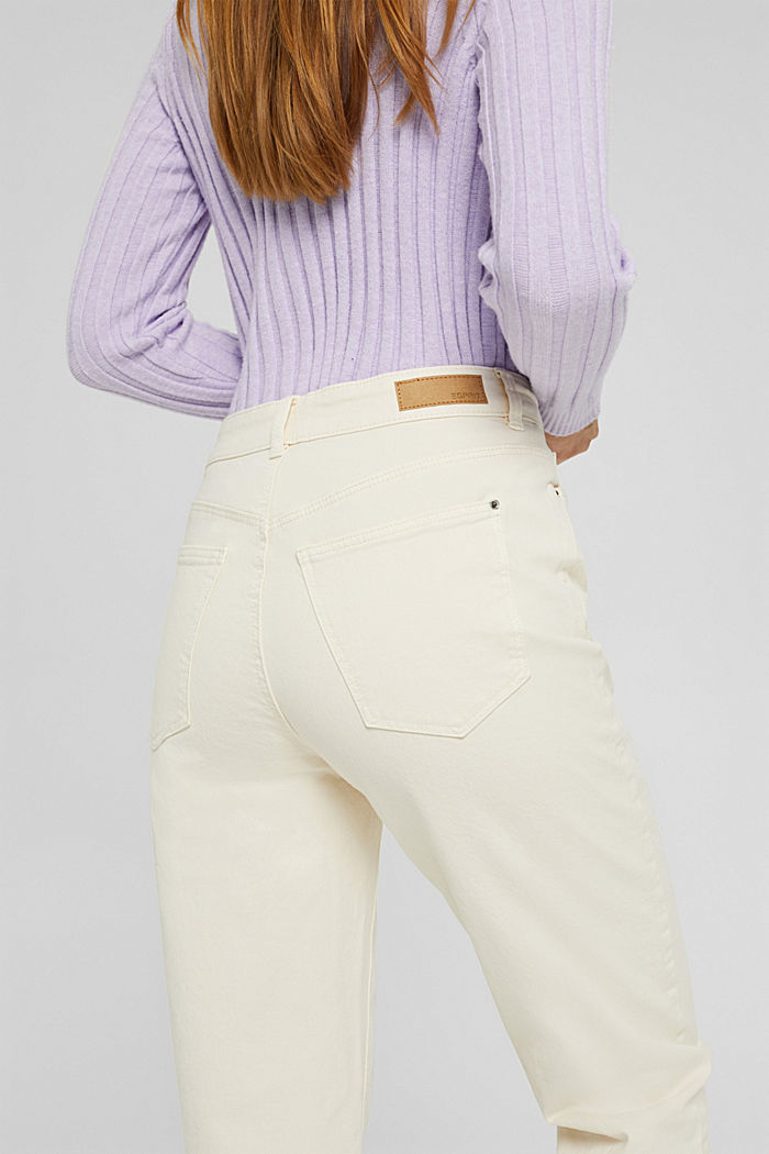 Mom fit trousers in organic cotton, OFF WHITE, detail image number 5