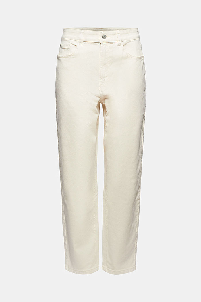 Mom fit trousers in organic cotton, OFF WHITE, overview