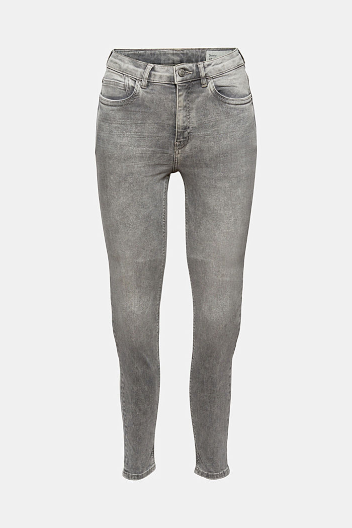 Super stretch jeans with a trendy wash, GREY MEDIUM WASHED, overview