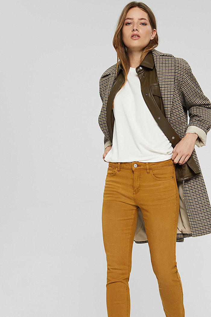 Twill trousers made of blended TENCEL™ and organic cotton, CAMEL, overview