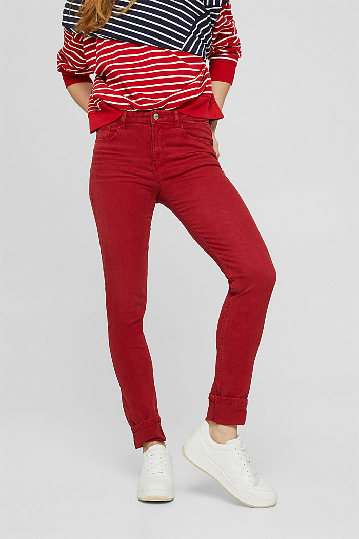 Twill trousers made of blended TENCEL™ and organic cotton, RED, overview
