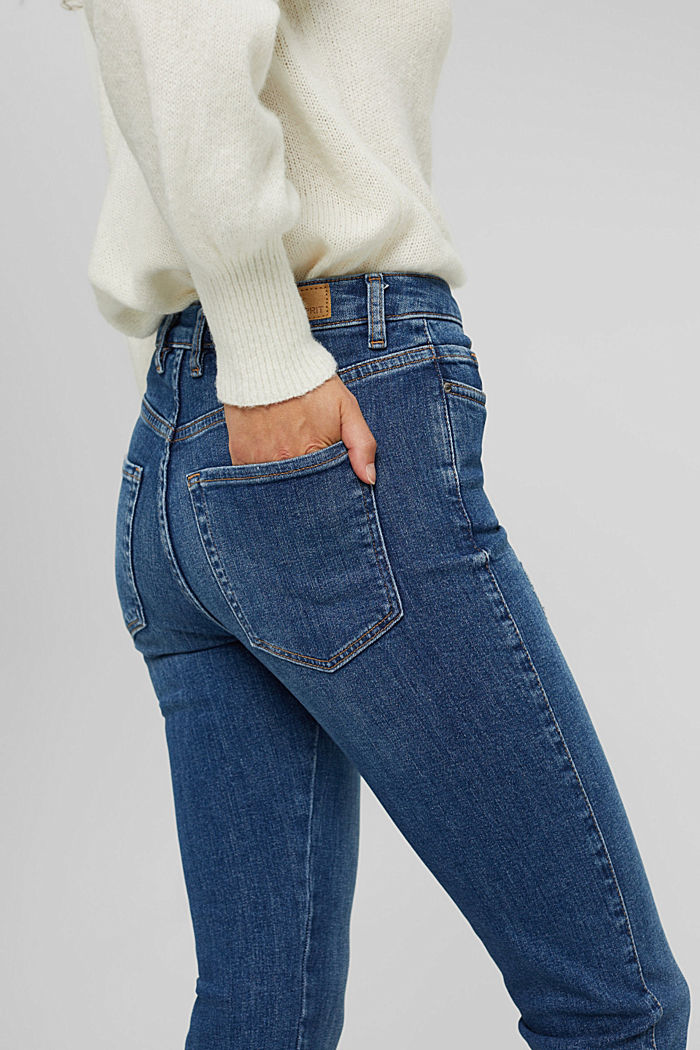 High-rise jeans with a vintage finish, BLUE DARK WASHED, detail image number 5