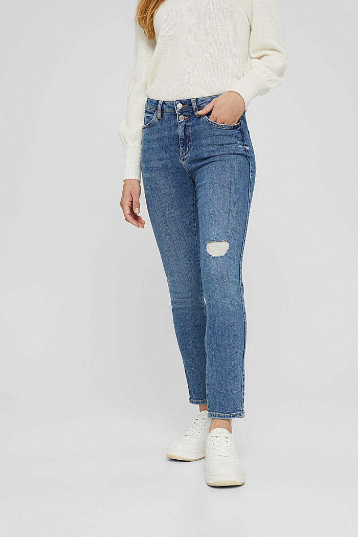 High-rise jeans with a vintage finish, BLUE MEDIUM WASHED, detail image number 0