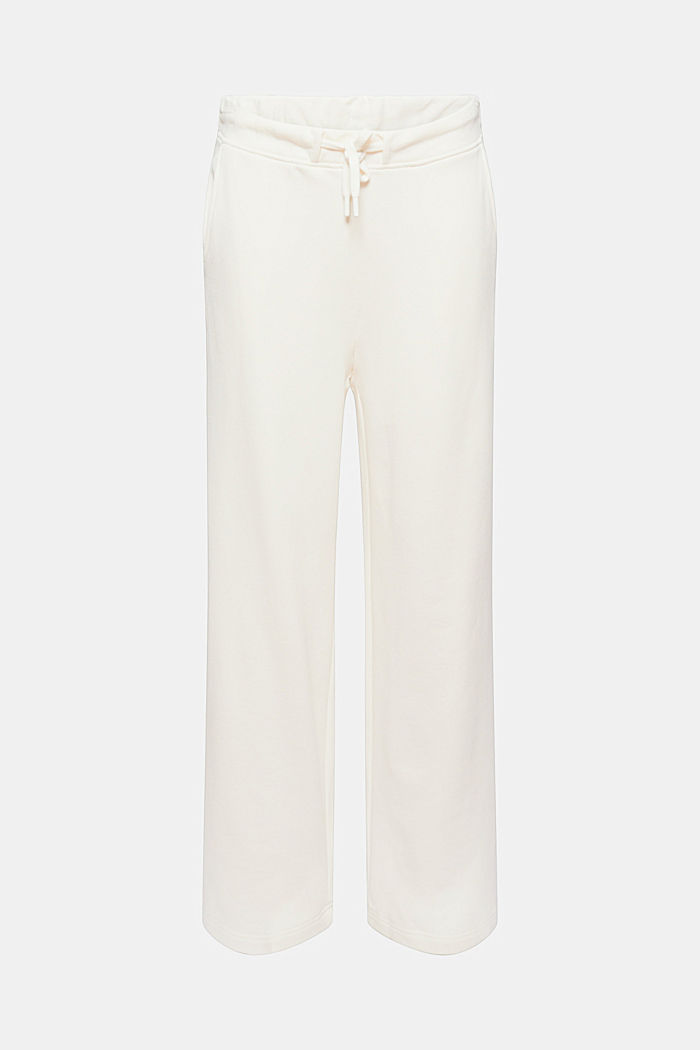 Tracksuit bottoms with a wide leg, 100% cotton, OFF WHITE, overview