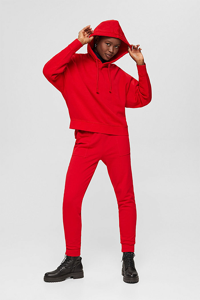 Sweatbroek in jogger-stijl, organic cotton, RED, detail image number 6