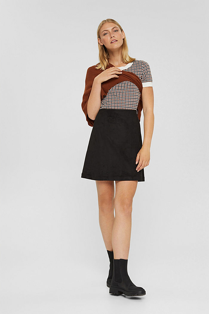 Faux suede mini skirt, BLACK, detail image number 1