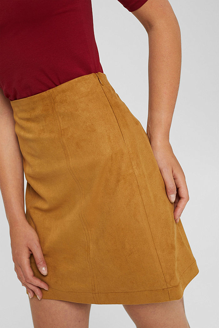 Faux suede mini skirt, CAMEL, detail image number 2