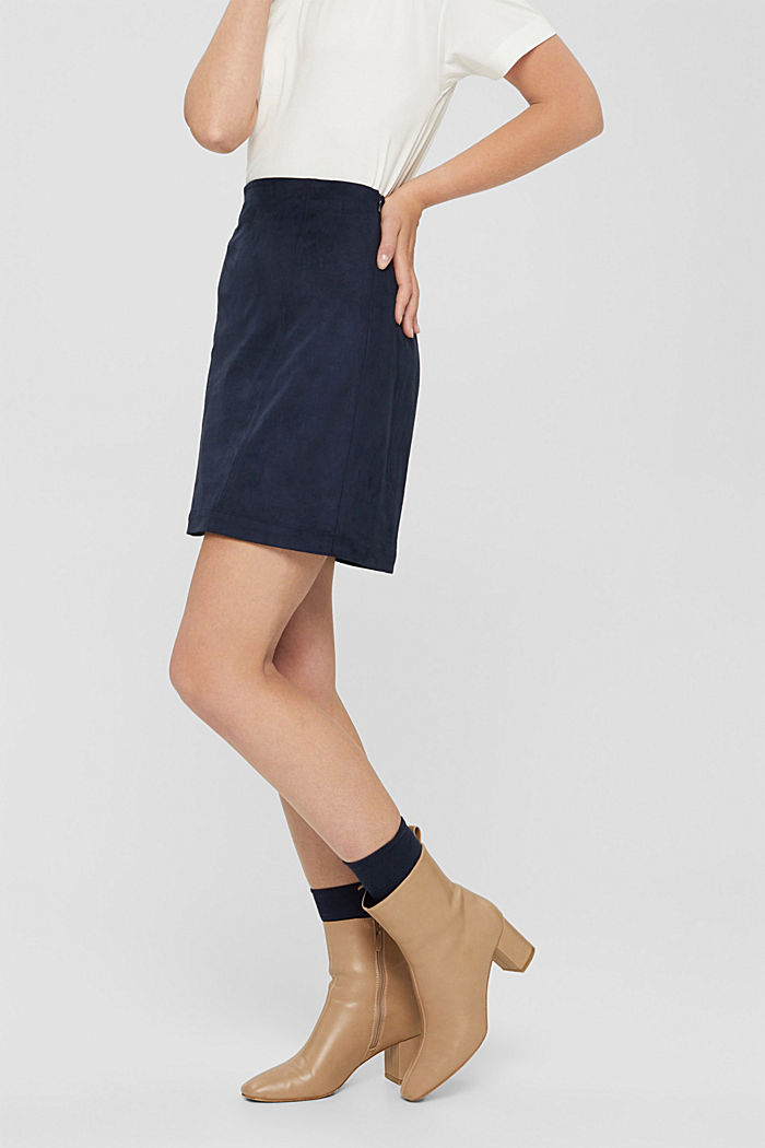 Faux suede mini skirt, NAVY, detail image number 0