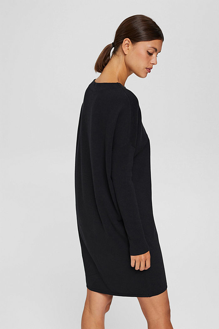 Knitted dress in blended cotton, BLACK, detail image number 2