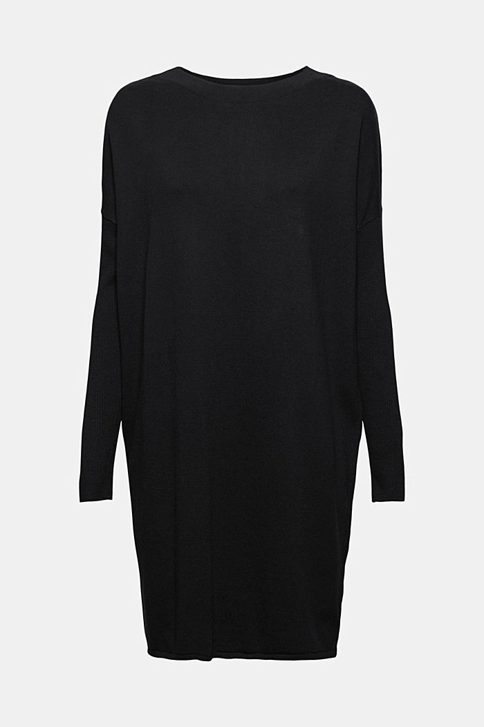Knitted dress in blended cotton, BLACK, detail image number 5