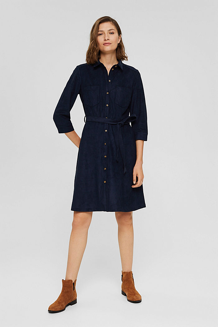 Recycled: faux leather shirt dress, NAVY, detail image number 1