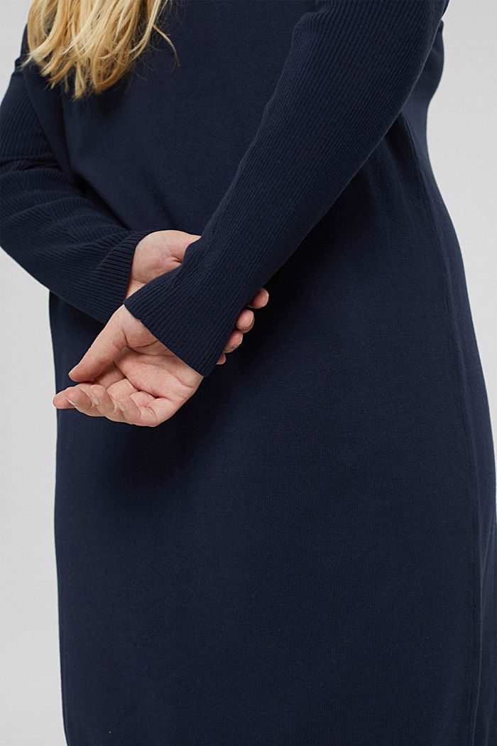 CURVY knitted dress made of blended organic cotton, NAVY, detail image number 3