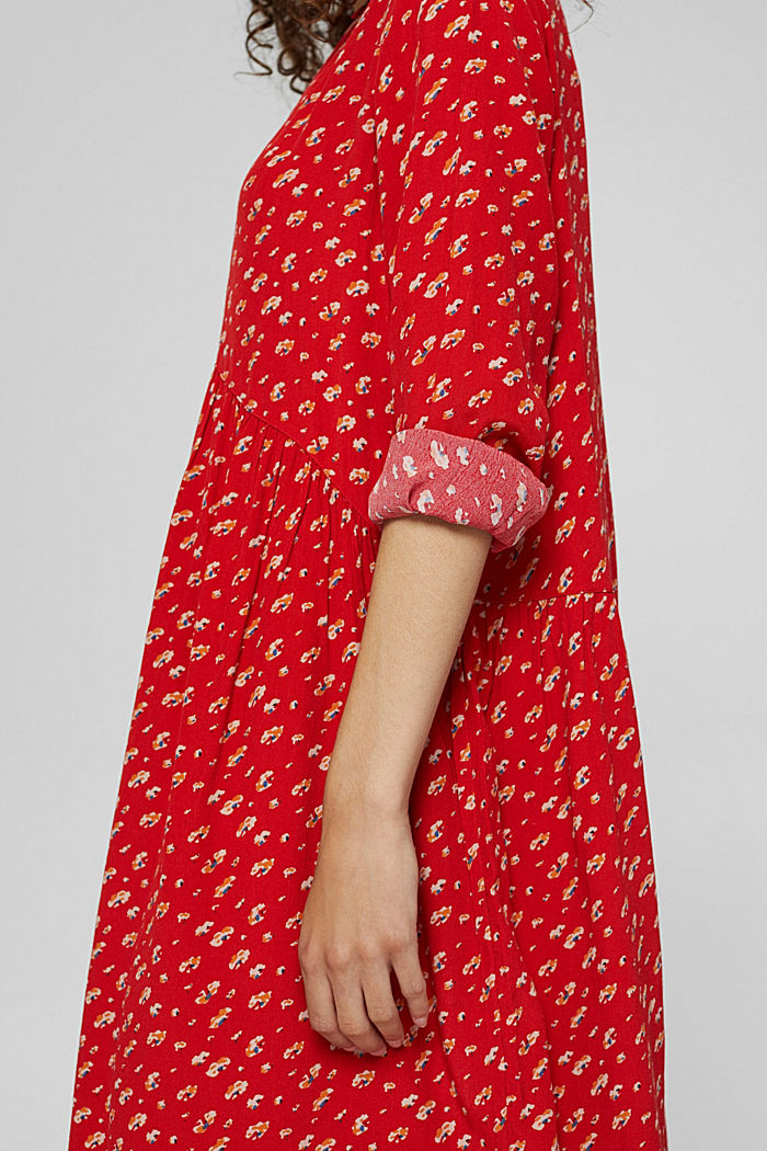 Floral midi dress in LENZING™ ECOVERO™, RED, detail image number 3