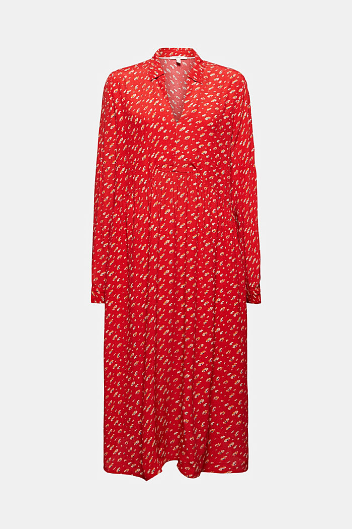 Floral midi dress in LENZING™ ECOVERO™, RED, overview