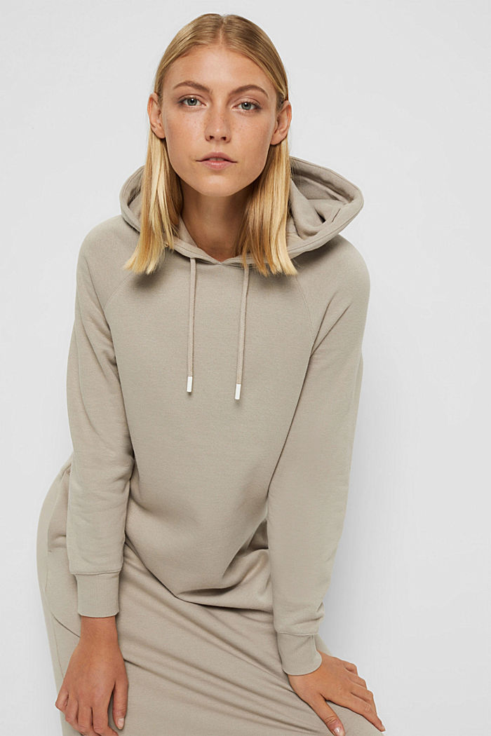 Hooded sweatshirt dress made of 100% cotton, LIGHT TAUPE, detail image number 5