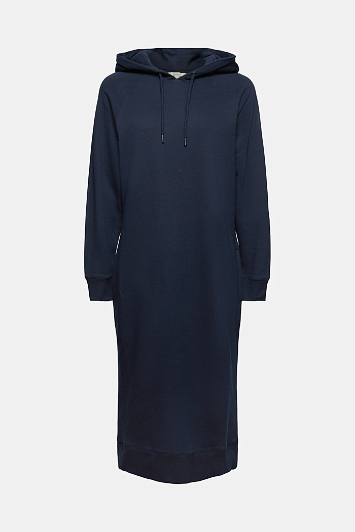 Sweathoodie-Kleid aus 100% Baumwolle, NAVY, overview