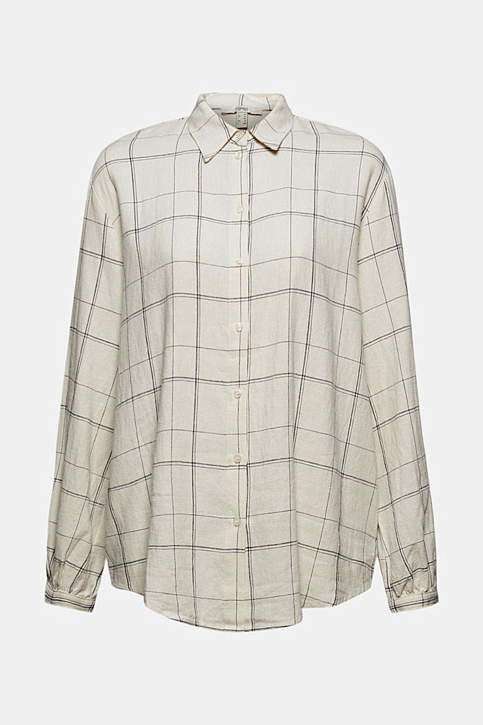Check shirt blouse in blended linen