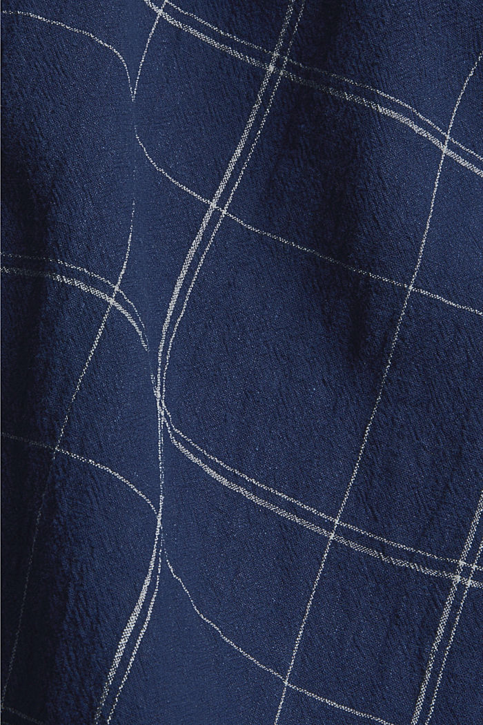 Pellavasekoitetta: ruudullinen paitapusero, NAVY, detail image number 4