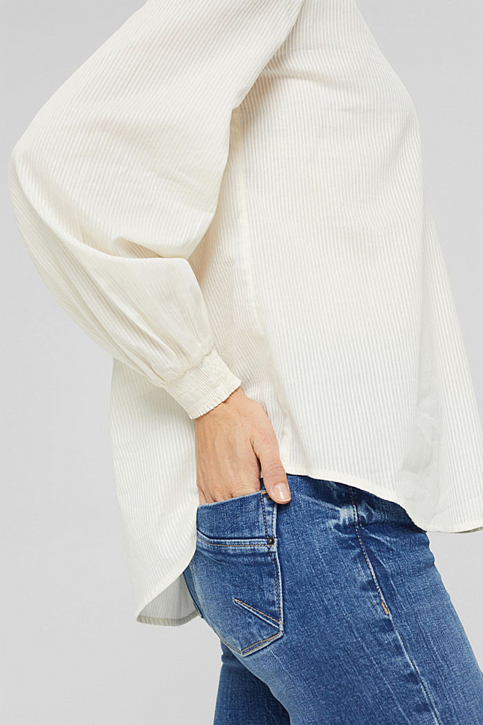 Blusa con righe strutturate, 100% cotone, OFF WHITE, detail image number 2
