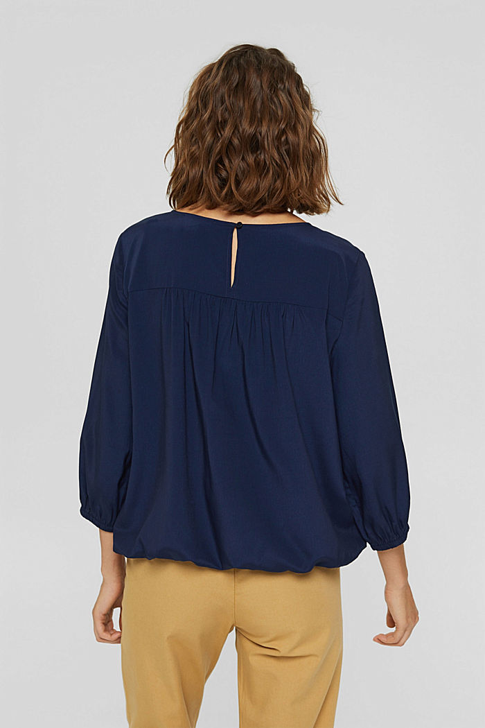 Blouse with an elasticated hem, LENZING™ ECOVERO™, NAVY, detail image number 3