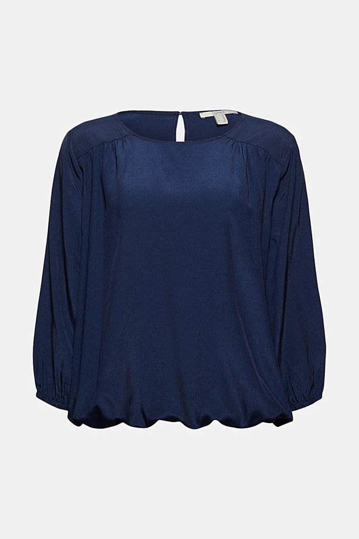 Blouse with an elasticated hem, LENZING™ ECOVERO™, NAVY, detail image number 7