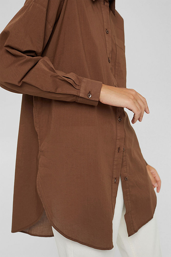 EarthColors® long blouse, organic cotton, RUST BROWN, detail image number 2
