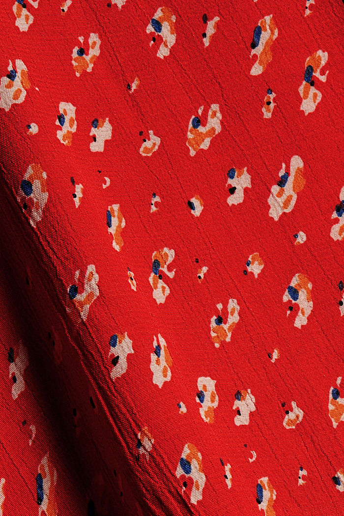 Blusa con stampa e balza, LENZING™ ECOVERO™, RED, detail image number 4