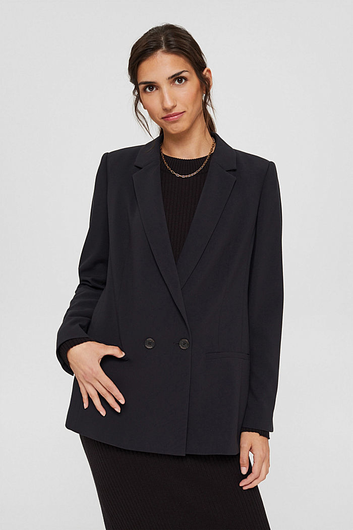 Relaxed double-breasted blazer, BLACK, detail image number 0