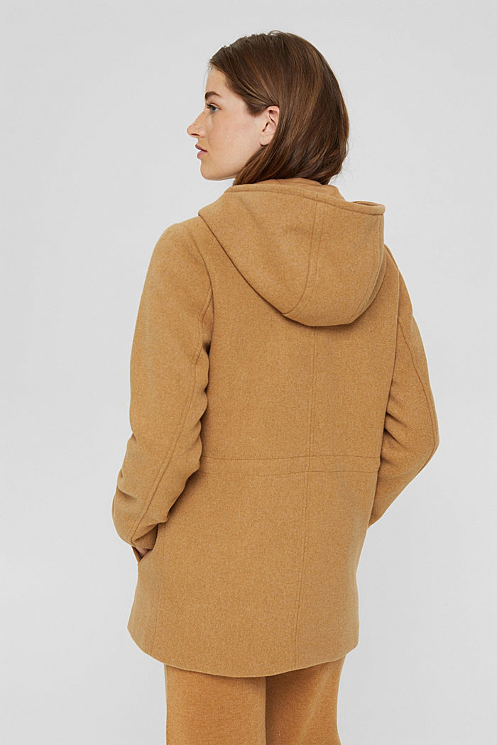 Con lana riciclata: giacca con cappuccio, CAMEL, detail image number 3