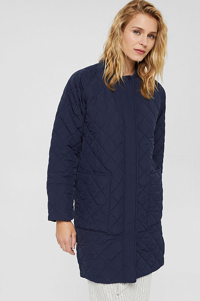 Recycled: diamond pattern quilted coat