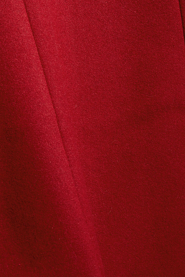 In misto lana riciclata: cappotto con collo alla coreana, DARK RED, detail image number 4