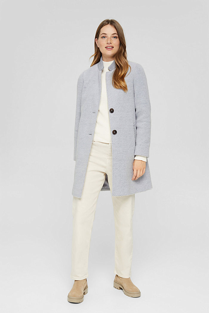 Textured blazer coat containing wool, LIGHT GREY, detail image number 1