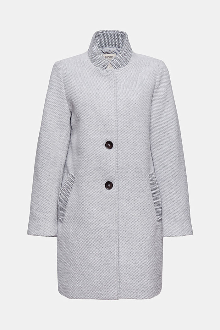 Textured blazer coat containing wool, LIGHT GREY, detail image number 5