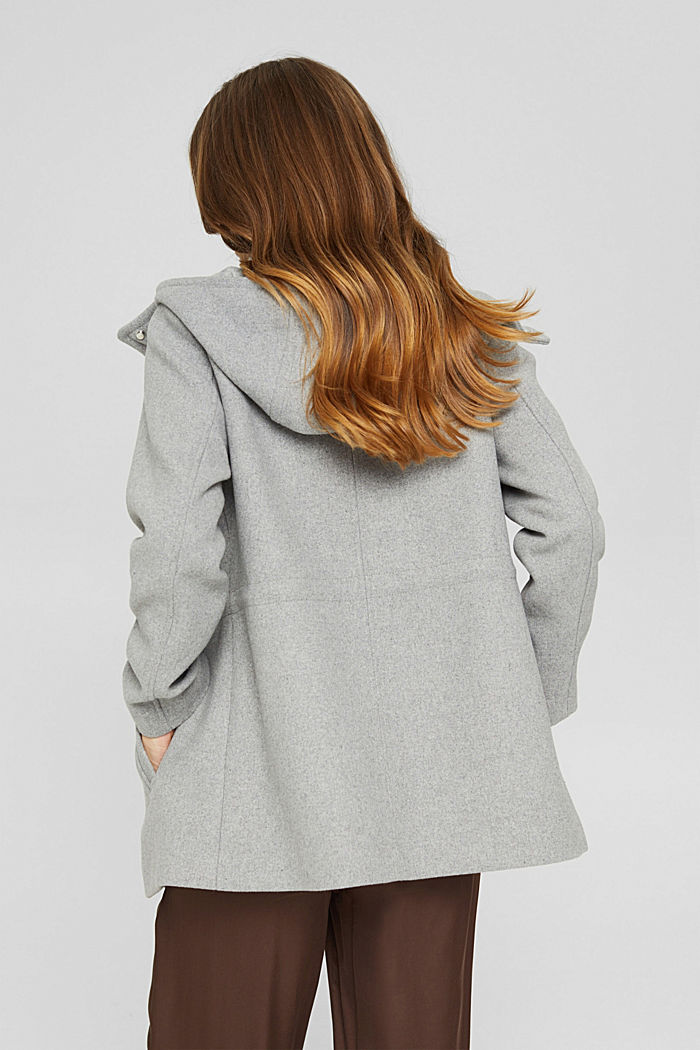 With recycled wool: hooded jacket, LIGHT GREY, detail image number 3