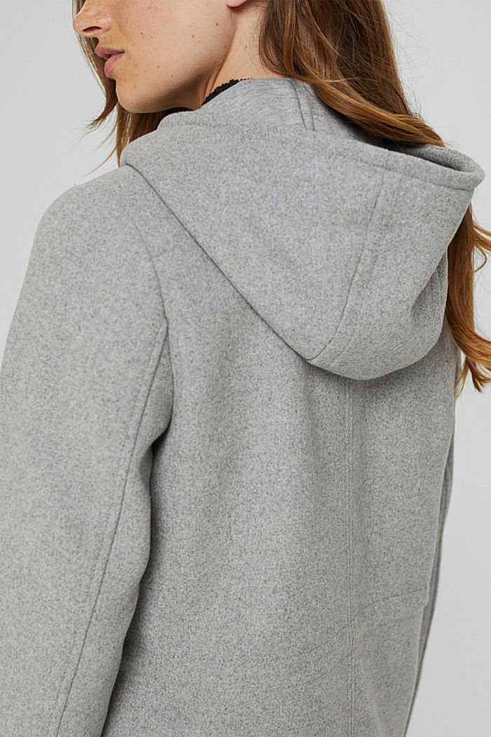 With recycled wool: hooded jacket, LIGHT GREY, detail image number 2