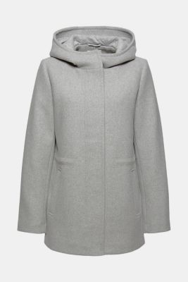 ESPRIT-Med genanvendt uld: Jakke med hætte i onlinebutik