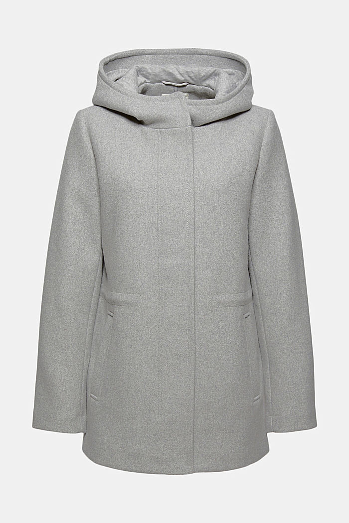 Con lana riciclata: giacca con cappuccio, LIGHT GREY, overview