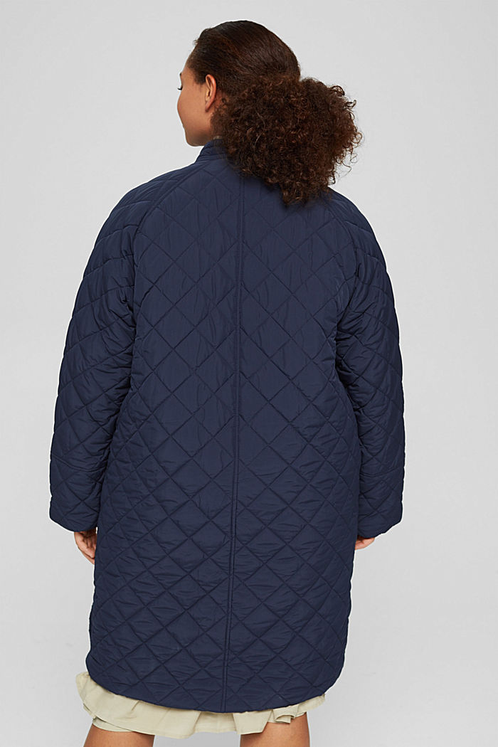 CURVY Recycelt: cappotto trapuntato oversize, NAVY, detail image number 3