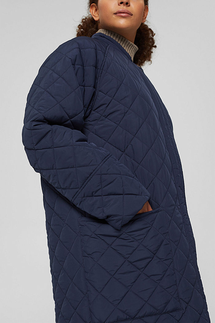 CURVY Recycelt: cappotto trapuntato oversize, NAVY, detail image number 2