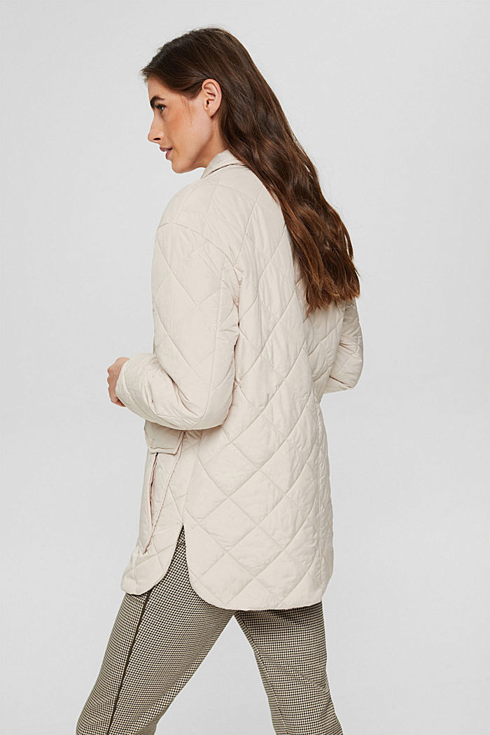 100% recycled: quilted jacket with large pockets, CREAM BEIGE, detail image number 3