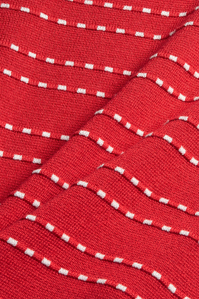 Luomupuuvillasekoitteesta valmistettu neulepusero, jossa venepääntie ja tikkaukset, RED, detail image number 4