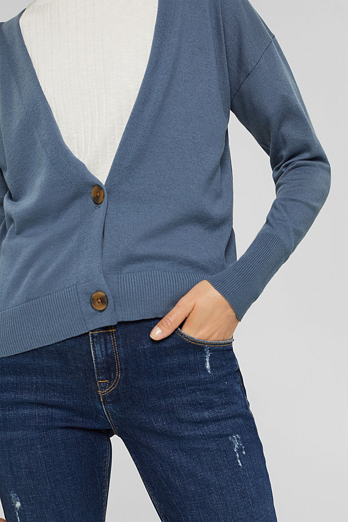 Cardigan made of 100% pima cotton, GREY BLUE, detail image number 2